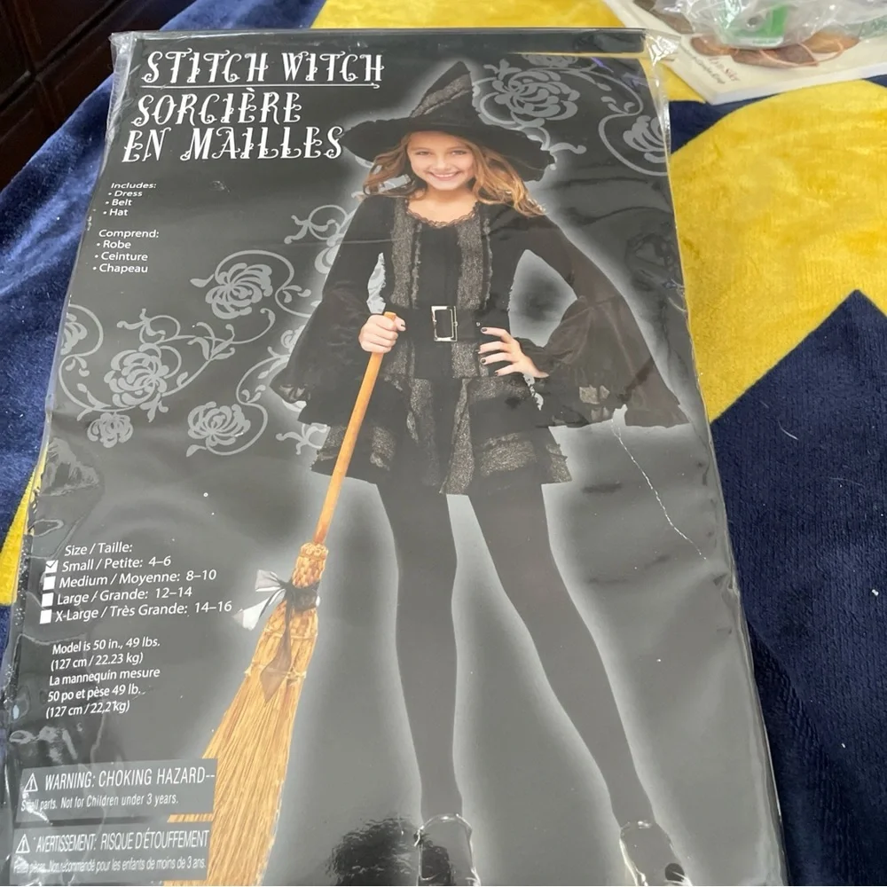 Stitch Witch by Fun World Girl’s small 4-6 black cosplay Halloween costume NEW